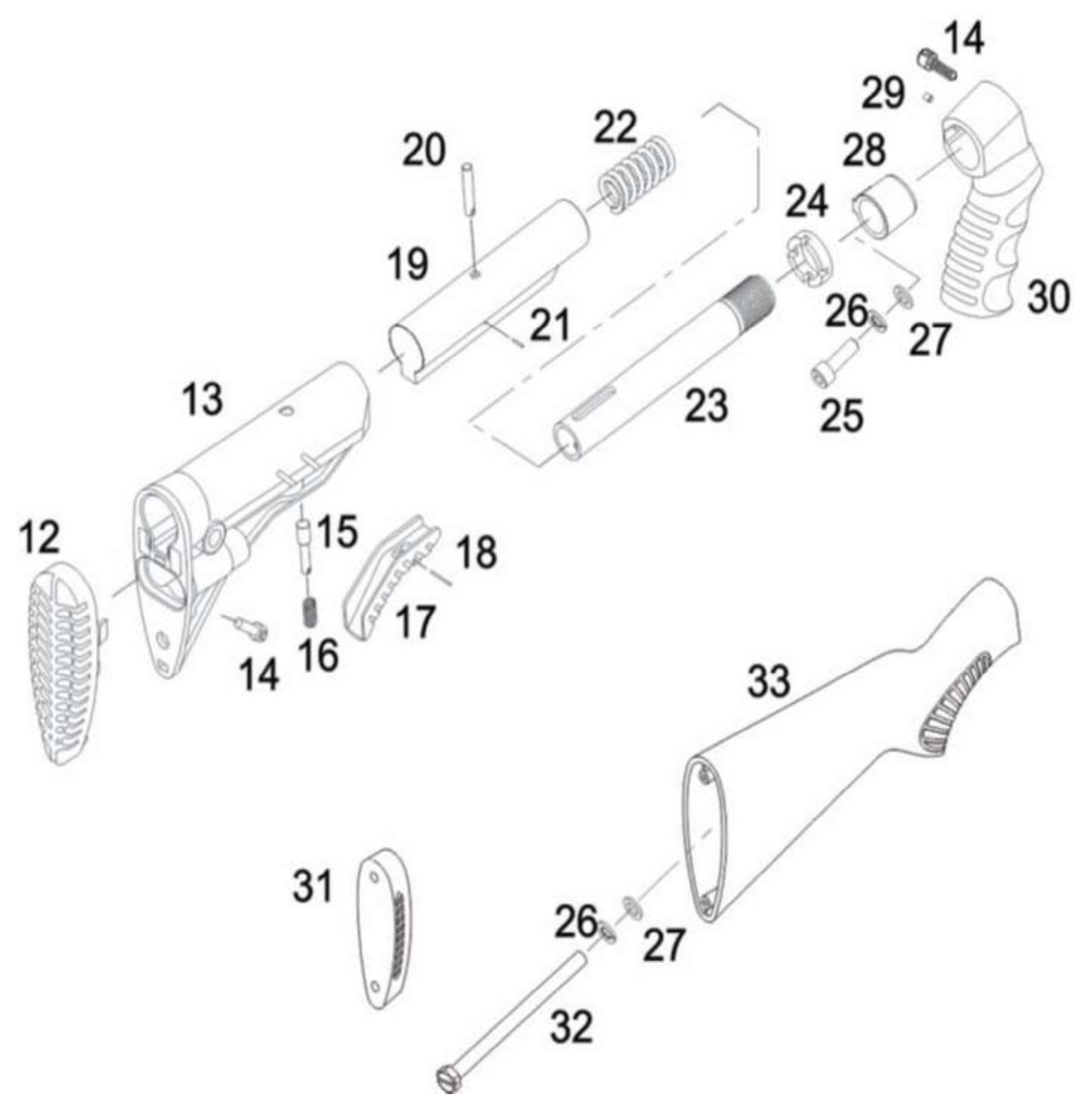Vista explodida do Cal 12 Pump Military 3.0 — folha 3